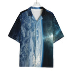 Space And Earth Print Rayon Hawaiian Shirt