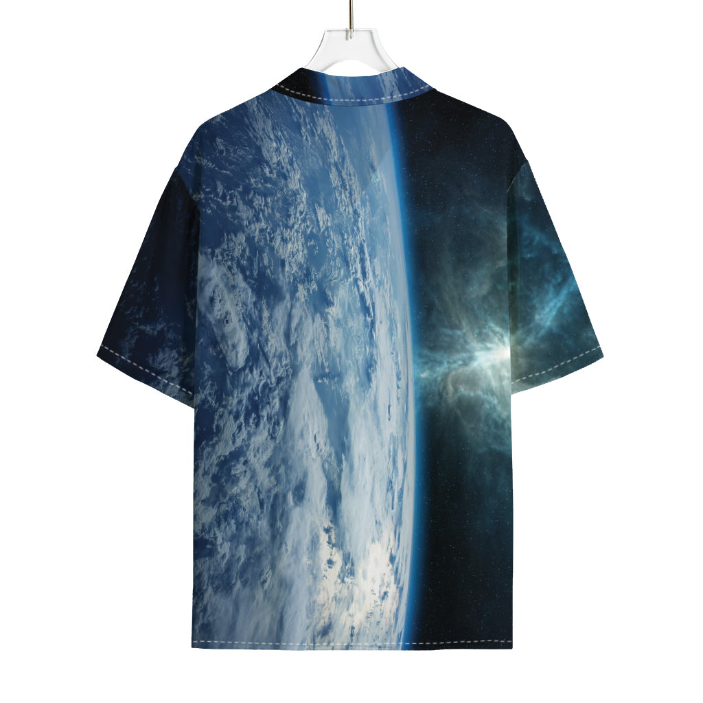 Space And Earth Print Rayon Hawaiian Shirt