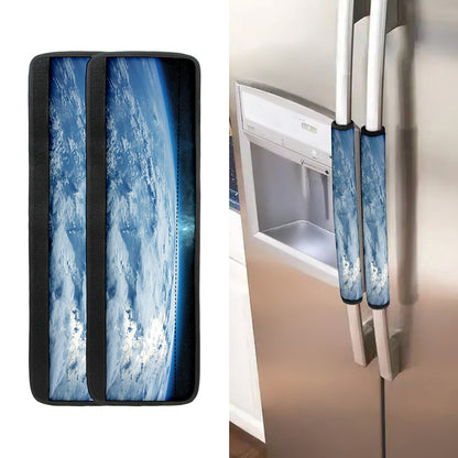 Space And Earth Print Refrigerator Handle Covers