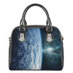 Space And Earth Print Shoulder Handbag