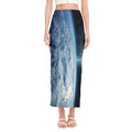 Space And Earth Print Side Slit Maxi Skirt