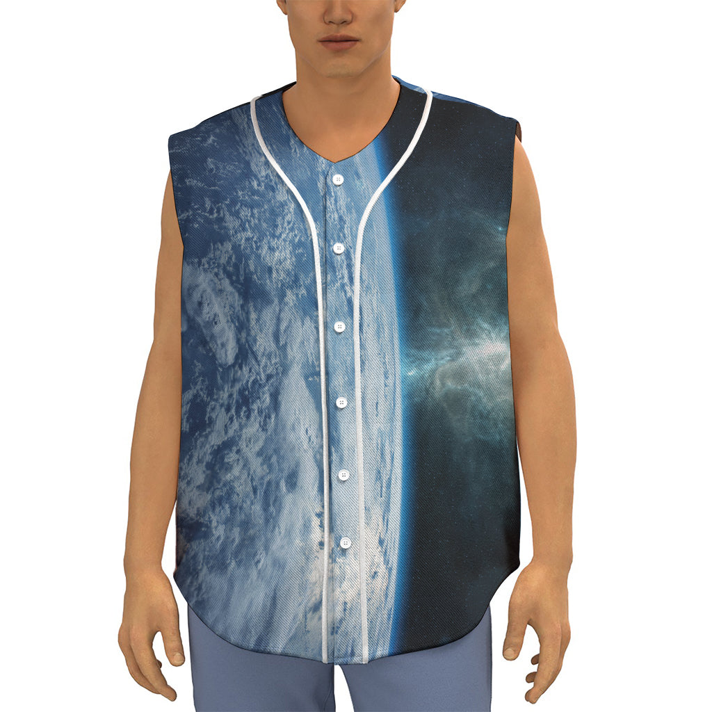 Space And Earth Print Sleeveless Baseball Jersey