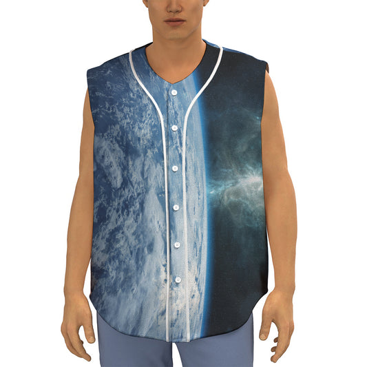 Space And Earth Print Sleeveless Baseball Jersey