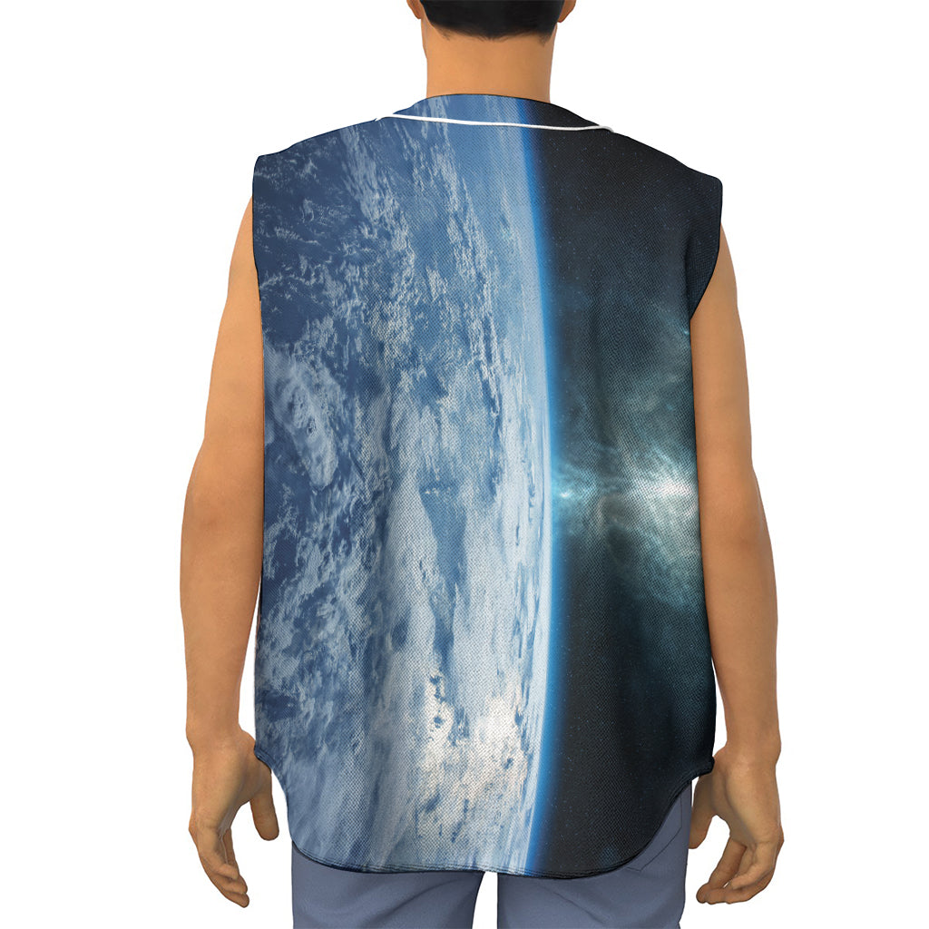 Space And Earth Print Sleeveless Baseball Jersey