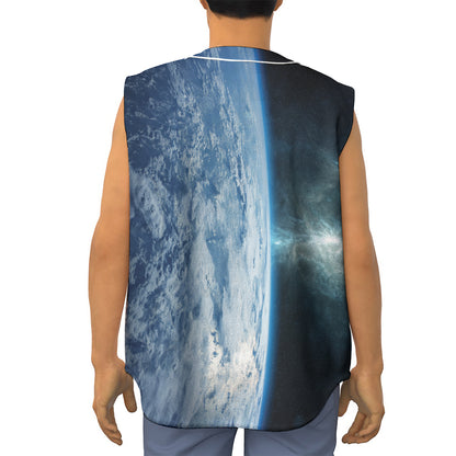 Space And Earth Print Sleeveless Baseball Jersey
