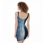 Space And Earth Print Sleeveless Bodycon Dress