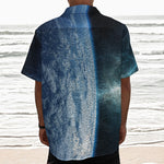 Space And Earth Print Textured Short Sleeve Shirt