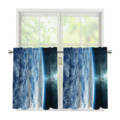 Space And Earth Print Tier Curtains