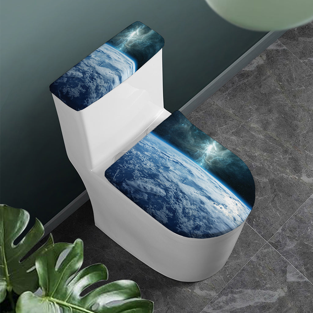 Space And Earth Print Toilet Lid And Tank Cover Set