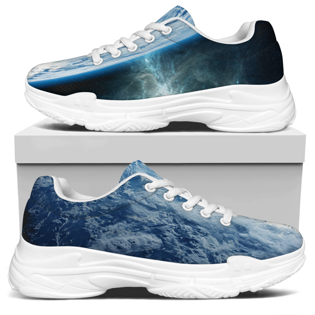 Space And Earth Print White Chunky Shoes