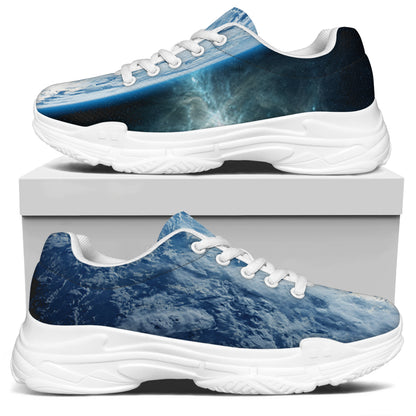 Space And Earth Print White Chunky Shoes