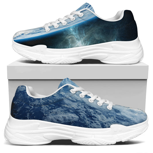 Space And Earth Print White Chunky Shoes