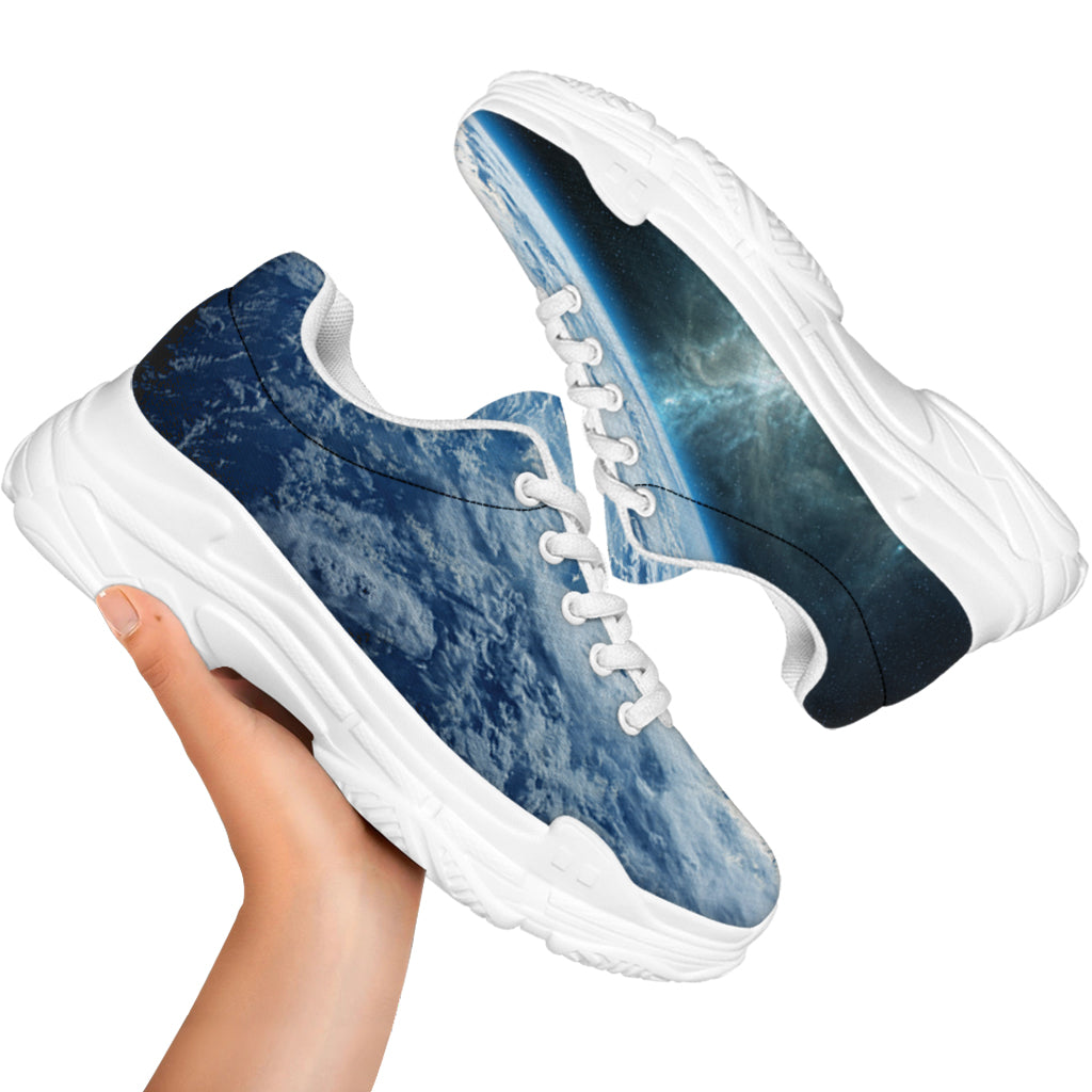 Space And Earth Print White Chunky Shoes