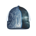 Space And Earth Print White Mesh Trucker Hat