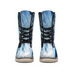 Space And Earth Print Winter Boots