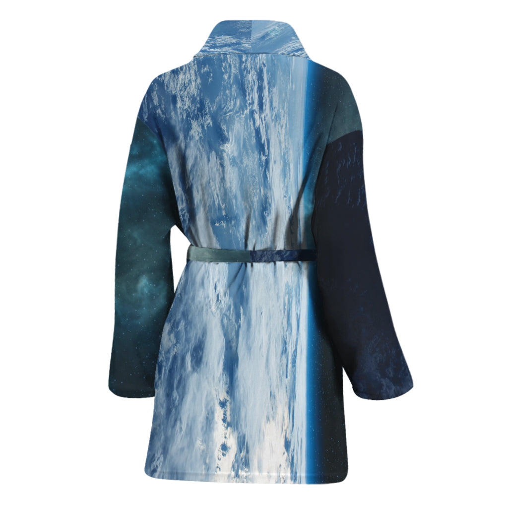 Space And Earth Print Women's Bathrobe