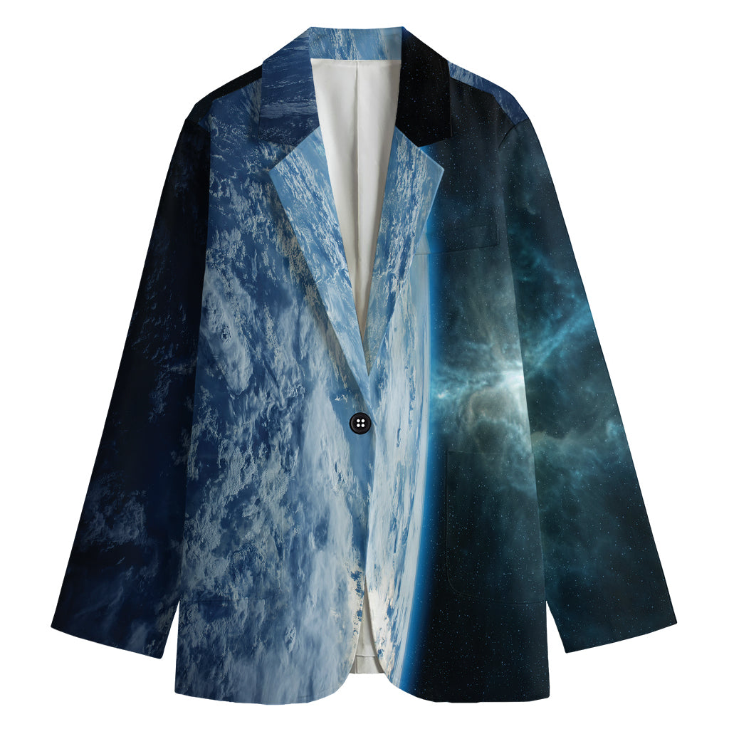 Space And Earth Print Women's Cotton Blazer