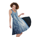 Space And Earth Print Women's Sleeveless Dress