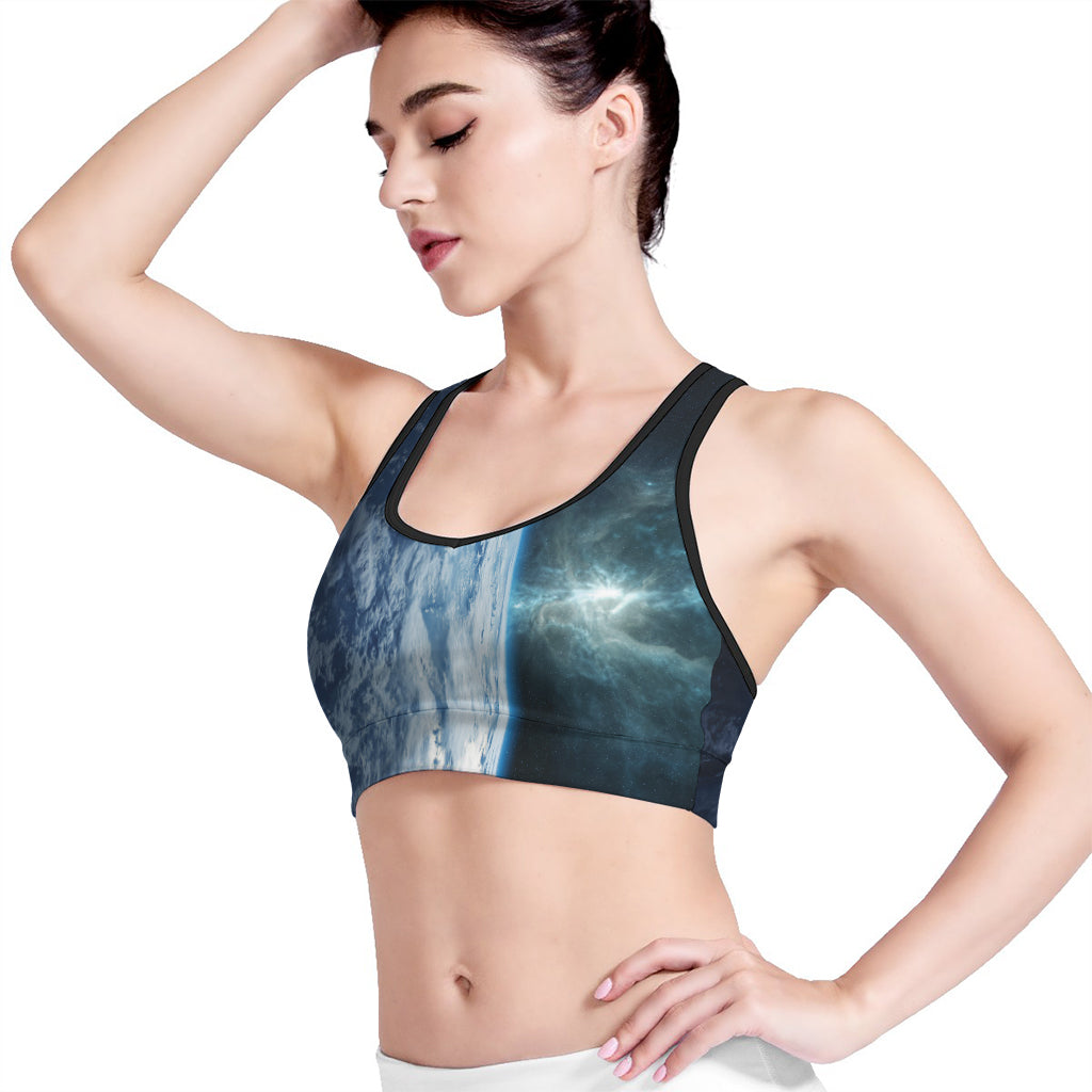 Space And Earth Print Women's Sports Bra