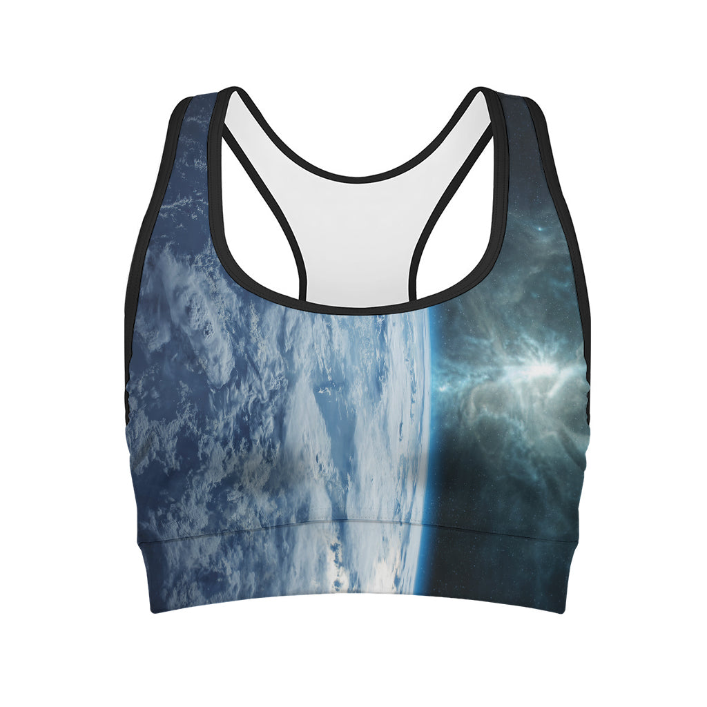 Space And Earth Print Women's Sports Bra