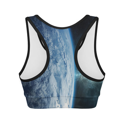 Space And Earth Print Women's Sports Bra