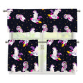 Space Astronaut Unicorn Pattern Print 3 Piece Kitchen Curtains