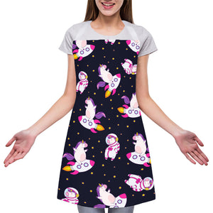 Space Astronaut Unicorn Pattern Print Adjustable Apron