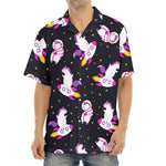 Space Astronaut Unicorn Pattern Print Aloha Shirt