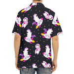 Space Astronaut Unicorn Pattern Print Aloha Shirt