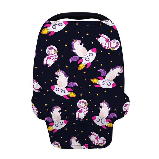 Space Astronaut Unicorn Pattern Print Baby Seat Cover