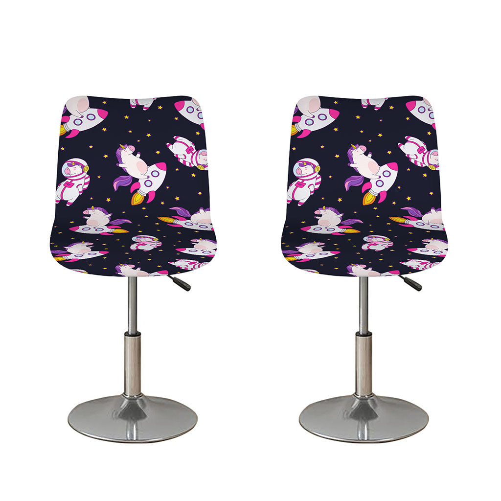 Space Astronaut Unicorn Pattern Print Bar Stool Covers