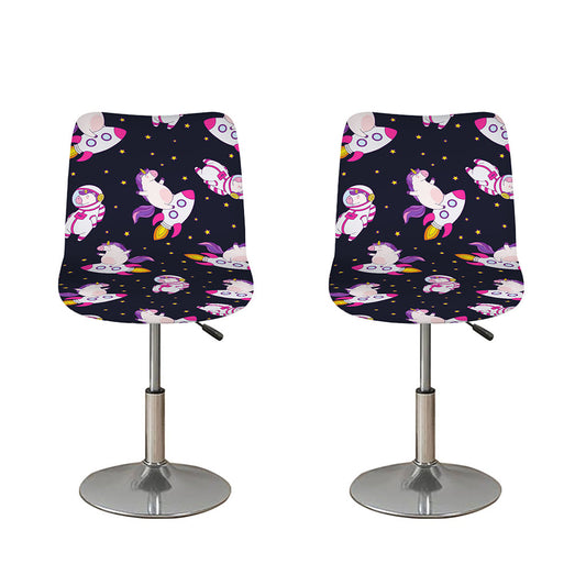 Space Astronaut Unicorn Pattern Print Bar Stool Covers