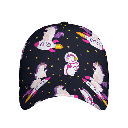 Space Astronaut Unicorn Pattern Print Baseball Cap
