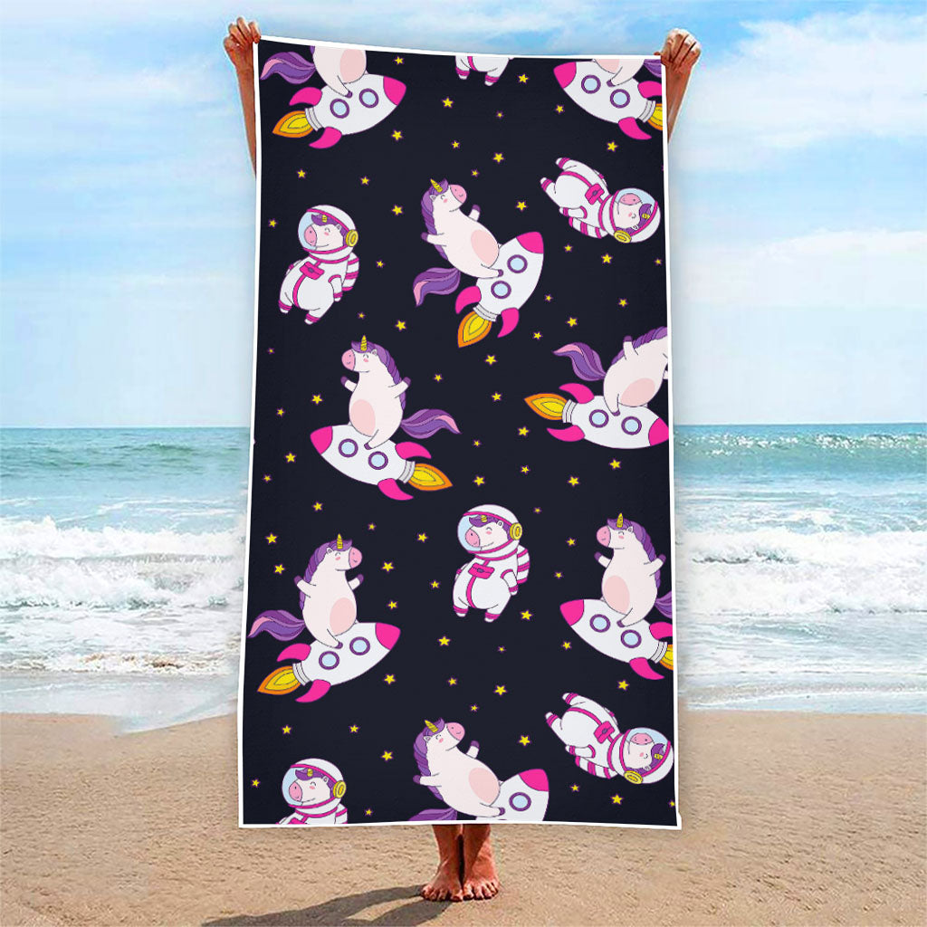 Space Astronaut Unicorn Pattern Print Beach Towel