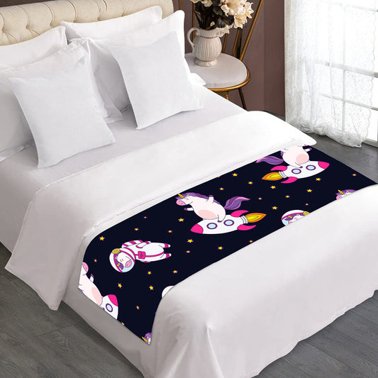 Space Astronaut Unicorn Pattern Print Bed Runner