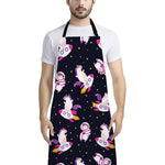Space Astronaut Unicorn Pattern Print Bib Apron With Pocket