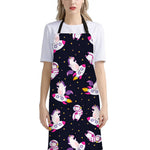 Space Astronaut Unicorn Pattern Print Bib Apron With Pocket