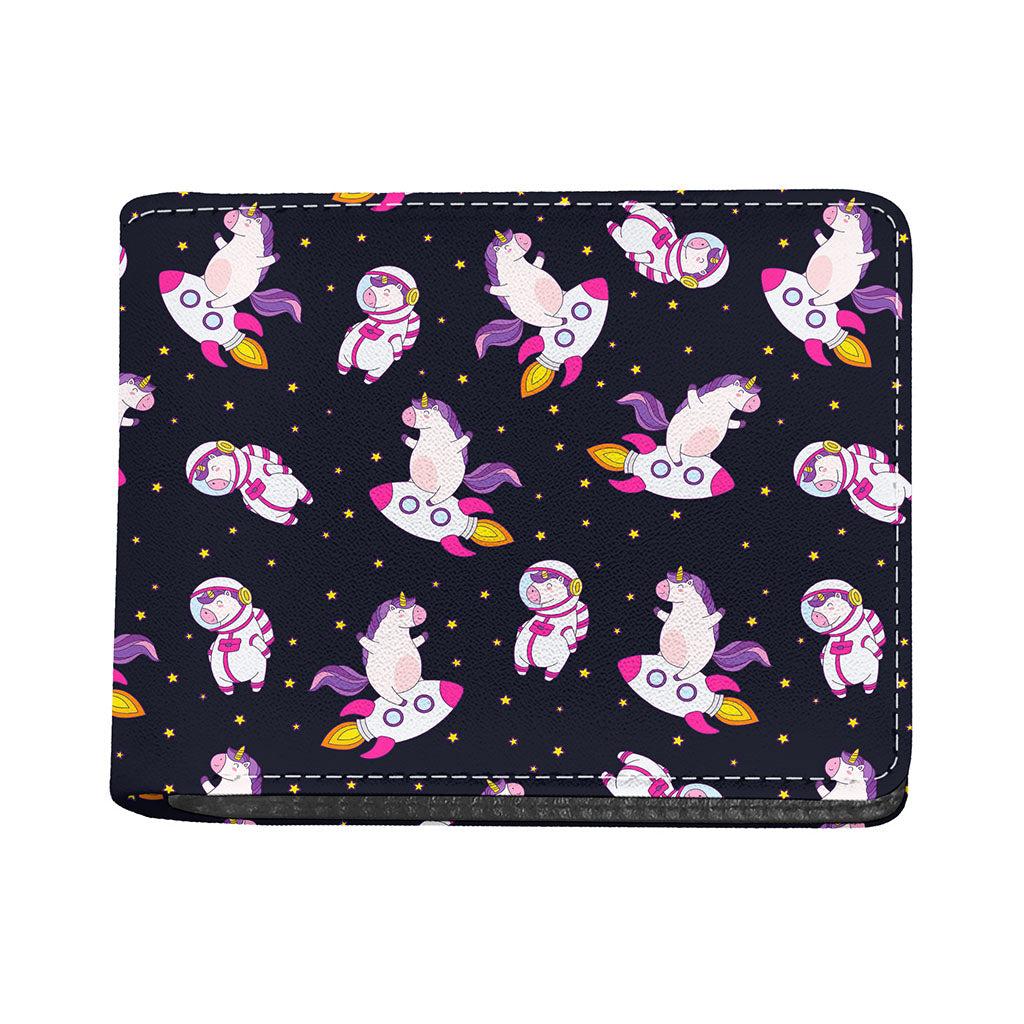 Space Astronaut Unicorn Pattern Print Bifold Wallet
