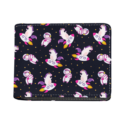Space Astronaut Unicorn Pattern Print Bifold Wallet