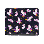 Space Astronaut Unicorn Pattern Print Bifold Wallet