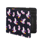 Space Astronaut Unicorn Pattern Print Bifold Wallet