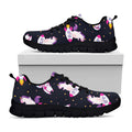 Space Astronaut Unicorn Pattern Print Black Running Shoes