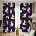 Space Astronaut Unicorn Pattern Print Dimout Pencil Pleat Curtains