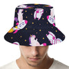 Space Astronaut Unicorn Pattern Print Bucket Hat