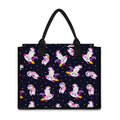 Space Astronaut Unicorn Pattern Print Canvas Tote Bag