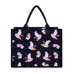 Space Astronaut Unicorn Pattern Print Canvas Tote Bag
