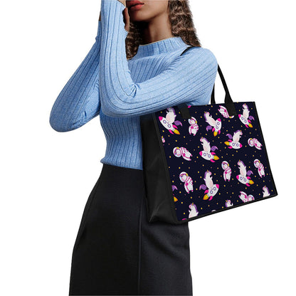 Space Astronaut Unicorn Pattern Print Canvas Tote Bag