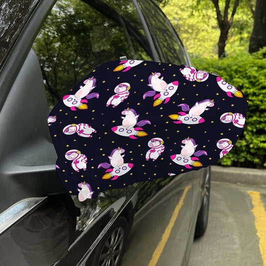 Space Astronaut Unicorn Pattern Print Car Side Mirror Covers