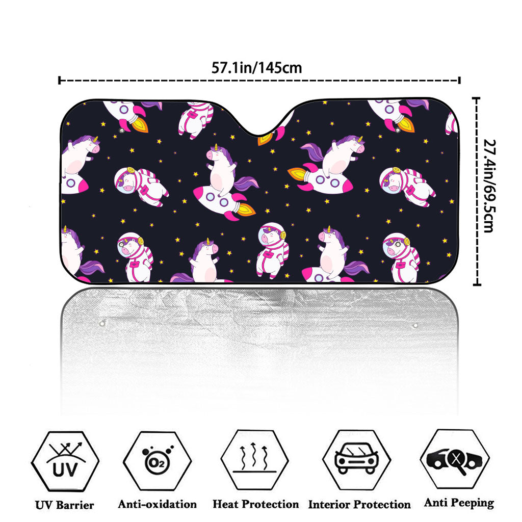 Space Astronaut Unicorn Pattern Print Car Windshield Sun Shade