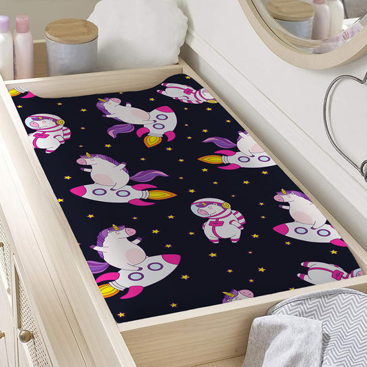 Space Astronaut Unicorn Pattern Print Changing Pad Cover